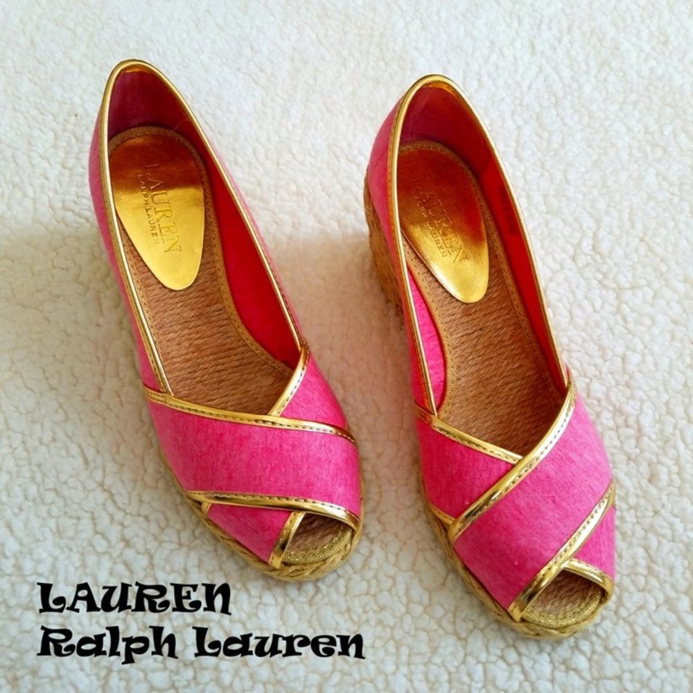 NWT Ralph Lauren Espadrille Wedge Sandals